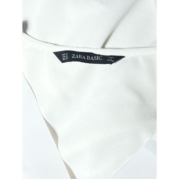 Zara Basic Boxy Oversized 3/4 Sleeve White Blouse Top Size Medium - Picture 4 of 4